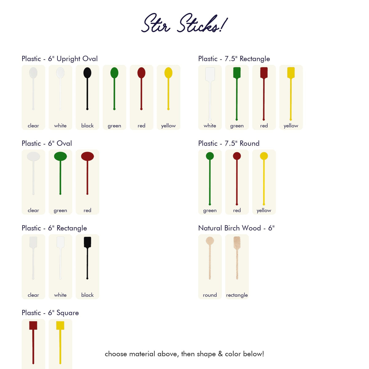 Stir stick shape and color chart